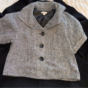 Coldwater Creek Heathered Gray Cape with Black Accents